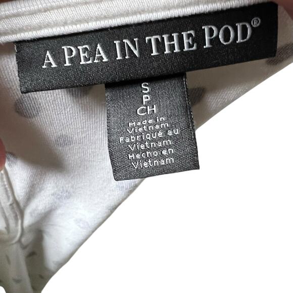 A Pea in the Pod White Black Polka Dot Maternity Top Side Ruched Blouse Size SP - Picture 9 of 9